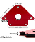 Heavy Duty Welding Magnet Set With 4 Pieces Of Angled Holders Offering Multi Position Support For Arrow Setup At 45 90 And 135 Degrees, 4 inch magnetic welder with red design.