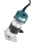 Built Tough 800W Electric Palm Router With Clear Base And Soft Touch Rubber Grip Smooth As Butter 30000 Rpm side view of router