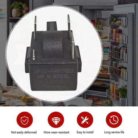 QPS2-A4R7MD3 PTC start relay for refrigerators displayed in kitchen setting