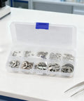 120 Piece E Clip And C Clip Retaining Ring Set For Industrial Hardware, 304 Stainless Steel Circlips, 12 Sizes, External And Internal Snap Rings, Rust Resistant, Smooth Edges, Easy Install, Beefy Heavy Duty Kit in case