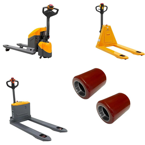 High-Performance Replacement PU Load Wheel Rollers For ApolloLift Electric Pallet Jacks, 3x3.7 inch red rollers and pallet jacks.