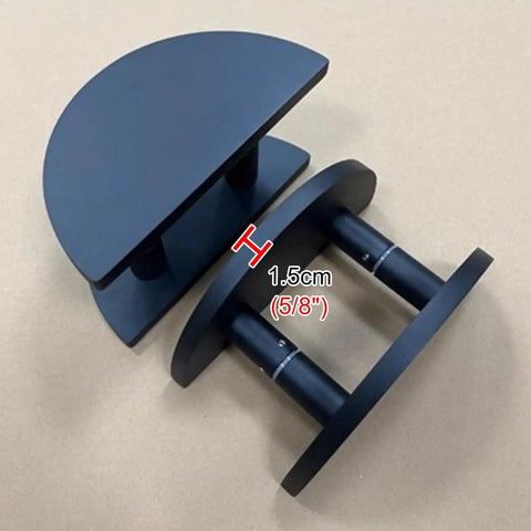 Sleek Brushed Silver and Black Half Circle Door Pull Handles 50cm Aluminum Alloy Push Pull Hardware Kit for Entry Gates and Glass Doors Anti Rust Design Modern Style Easy Install for Home and Office, black components with side view.