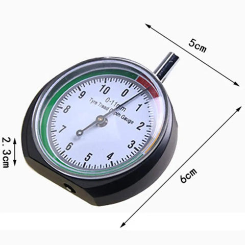 Slick Stainless Steel Tire Tread Depth Gauge delivering dead on accuracy, measuring 0-11mm with a clear dial.