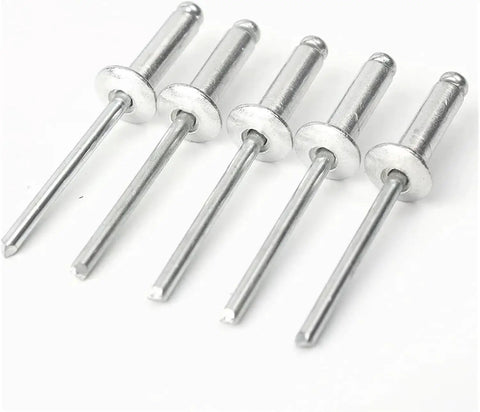 Set of dome head fasteners from Pro Grade All Purpose Blind Rivets Kit With Dome Head Fasteners 120 Pcs Assortment Includes Riveter Tool and Box