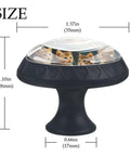Funny Kittens Eat Pizza Galaxy Crystal Glass Cabinet Knobs Set 4 Pack Black ABS Drawer Pulls with cat design, dimensions visible