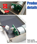 460Mm Mini Conveyor Belt With 24V PU Belt, Stainless Steel Frame, showing motor connection details