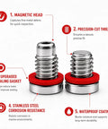 Beefy Stainless Steel Lower Unit Magnetic Drain And Vent Plug Kit With Red Gaskets For Outboard Gearcase Oil Drain And Vent Screw