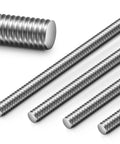 Four Pack One Quarter Inch Twenty Full Thread Stainless Steel Rod Thirty Six Inches Long Heavy Duty Fastener showing various angled views.