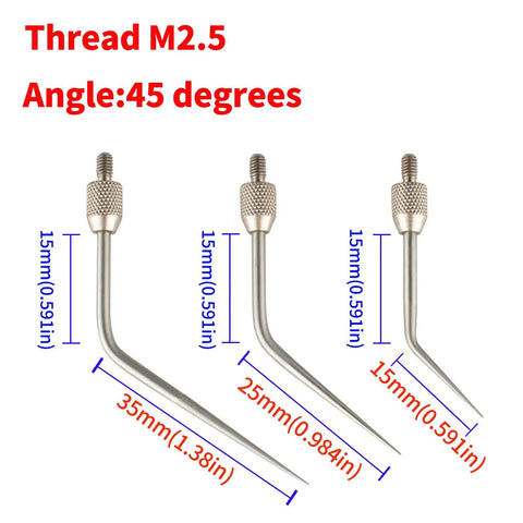 Needle Point Contact Set for Dial Indicators and Depth Gauges, M2.5 Thread, 45 Degree Tip, Lengths L30 L40 L50