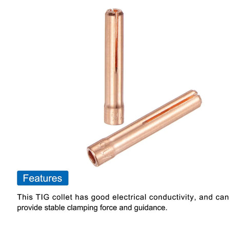 10Pcs 13N22 TIG Collet Tips 1.6mm Copper Tungsten Electrodes For WP9 WP20 WP25 TIG Torch Series 25mm Length