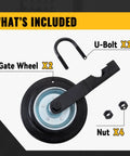 Straight Up Solid Gate Roller Wheels To Take The Drag Out Of Metal Tube Fences Smooth Six Inch Black Anti Sag Tracks set including two gate wheels and hardware.