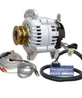 120 Amp 12V High Output Alternator Kit With Dual Foot Saddle Mount And Dual Vee Pulley Includes Regulator And Temp Sensor