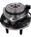 Front wheel hub bearing assembly with ABS sensor; 6-lug flange and wiring connector visible.