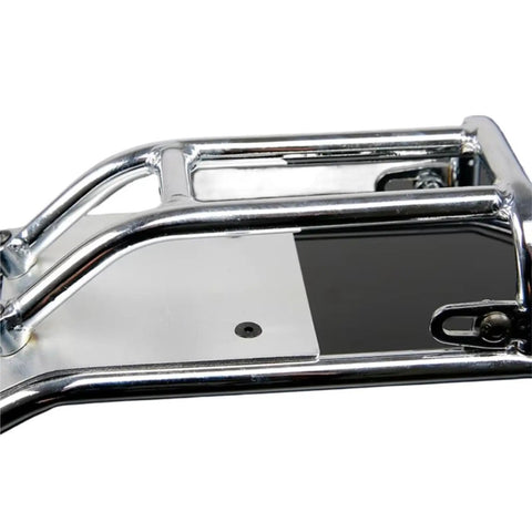 Close-up of beefed up heavy duty metal roll cage chassis frame for 1 fifth scale RC racing buggies, lightweight alloy upgrade