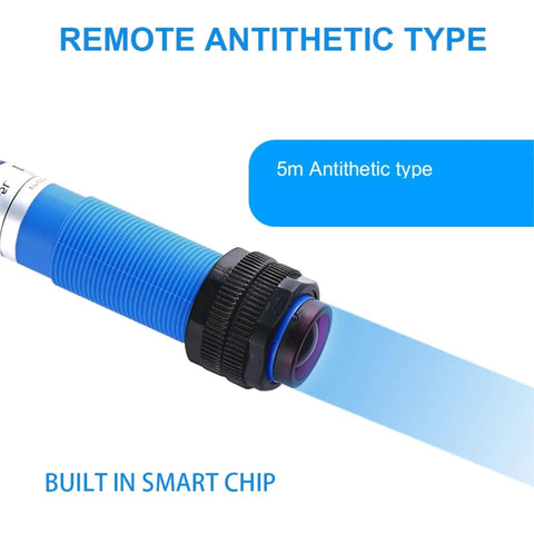 Close-up of Budget Friendly M18 Through Beam Photoelectric Proximity Switch Sensor PE18 for Safety Equipment with 5m range