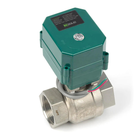 1-1/2 Inch Motorized Ball Valve With Full Port 304 Stainless Steel NSF Certified For Drinking Water Use Built To Last Workhorse 9-24V AC DC 2 Wire Auto Return Normally Closed
