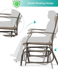 Outdoor Glider Chairs Set Of 2 With Sturdy Metal Frame And Breathable Mesh, gentle rocking design illustrated.