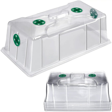 20 Pack Humidity Vented Domes For 1020 Seed Trays 7 Inch Tall Clear Plastic Greenhouse Covers With Four Green Vents