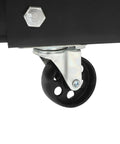Close-up of a rubber caster wheel on the Built Like A Tank Foldable Hydraulic Engine Hoist for smooth mobility.