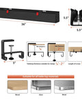 Diagram of a 36 Inch Under Desk Cable Management Tray With Clamp And Screws showing dimensions and installation options for various surfaces.