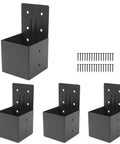 Heavy Duty 4 Pack Rafter Brackets Kit 4x4 Inches Actual 3.6x3.6 Built To Last Steel Pergola Connectors with screws