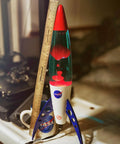 Retro Lava Lamp With Blue Water And Red Wax, 17.5 Inch Tall, 120V US Plug, Space Themed Desk Decor For Home Or Office, Rocket Design