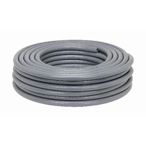 Coiled 100 Ft 1/2 Inch Metallic Liquid Tight Flexible Conduit Gray With UV Resistant Jacket for electrical wiring