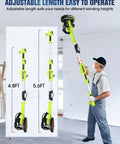 Person using Drywall Sander With Vacuum Dust Collection, 7.2 Amp Copper Motor, 6 Variable Speeds, LED Light, Foldable Handle, 4.8-5.6ft height