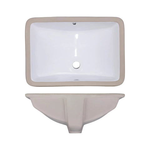 Undermount Rectangular White Ceramic Bathroom Sink For Small Vanities 20 By 15 Inch Porcelain Under Counter Basin With Overflow Seamless Install No Faucet Holes Great Pick For Compact Bathrooms