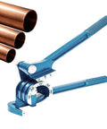 Real Deal Manual Tube Bender For Copper And Steel Pipes ergonomic tool with long handle and copper pipes for DIY builds.