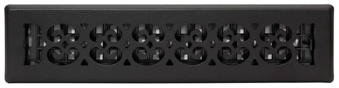Scroll Design Floor Register 2x14 textured black steel vent cover with easy drop in install no tools required durable powder coated finish