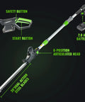 Cordless 20V Pole Hedge Trimmer with 20-Inch Cutting Length, 15-Foot Reach, 112.5 Degree Handle, Adjustable Head and Strap