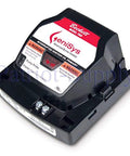 Genisys Plug N Play Oil Burner Control Unit with Cad Cell Flame Sensor, showing warning labels and model number detail