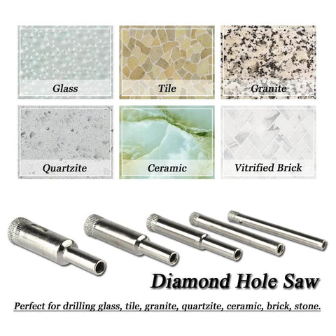 Mesee 10-piece hollow-core diamond hole saw bit set for tile, glass, ceramic, granite, brick, stone (5/6/8/10/12 mm)
