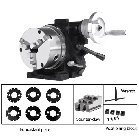 Heavy Duty Rock Solid Indexing Head Rotary Table For Vertical And Horizontal Milling Machines With 360 Degree Precision Graduated Turret and accessories.