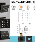 2 Inch Brass Square Massage Shower Body Sprayer Jets In Oil Rubbed Bronze Set Of 6 With Dope Adjustable Diagram and Features