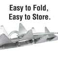 Hot-Dipped Galvanized Fold-and-Hold Boat Anchor, 25 Lb, Quick-Set and Lock in Any Bottom, folded for storage, text in background