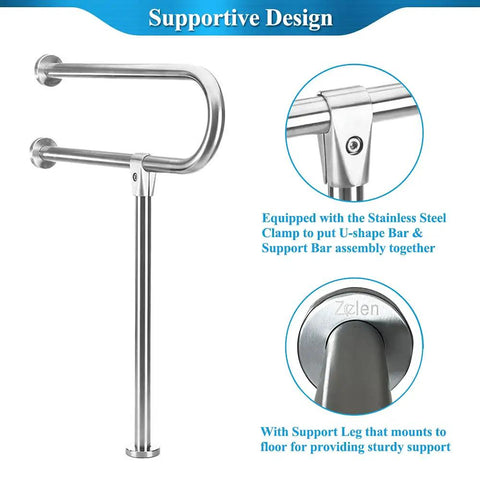 Heavy Duty 24 Inch Stainless Steel Handicap Grab Bars For Bathroom And Shower, No Slip Grip Safety Rails, Wall Mounted Handrails