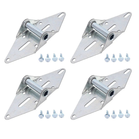 Heavy Duty Garage Door Hinges 4 Pack Size 1 Steel Galvanized For Light Commercial And Residential Use Durable Construction For Years Of Smooth Operation Easy Install With Included Hardware And Rust Resistant Coating, 4 hinges with screws