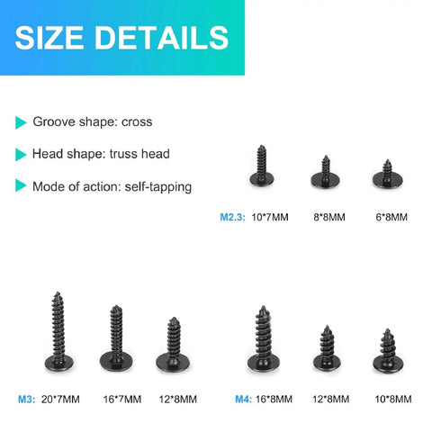 Top Shelf 540 Piece Phillips Truss Head Self Tapping Screw Assortment Kit With Washers, showing various screw sizes and details.