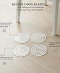 Clear Silicone Chair Leg Protectors with Self Adhesive Pads on hardwood floor, demonstrating easy tool-free install.