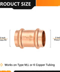 Heavy Duty 20 Pack 2x2 Lead Free Copper Press Couplings With Stop Built Tough For No Sweat Plumbing Installations On Type M L K Tubes And Clean Potable Water Runs, 2 inch press fit couplings.
