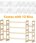 Toy Storage Organizer With Six Shelves And Twelve Bins Bookshelf For Playroom And Bedroom Organization Kid Friendly Design