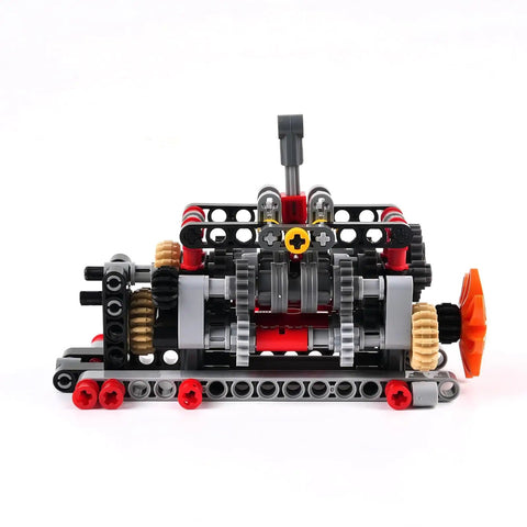Front view of Dope High Tech Manual Gearbox Building Kit with 4 5 and 6 speed options, featuring gears and axles in plastic model.