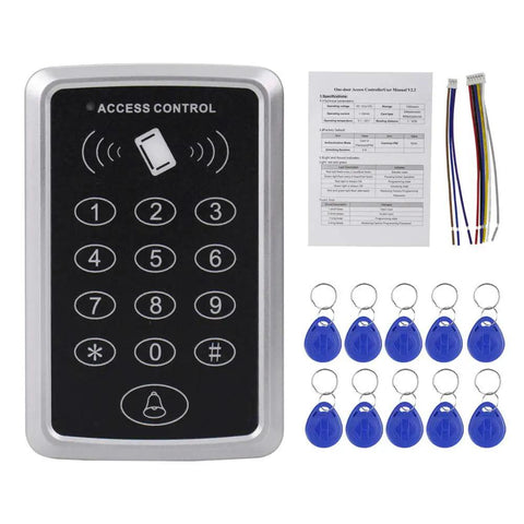 Access Control System Kit With Keypad Beefy 180 Kg Magnetic Lock 1000 User Capacity Smart Door Opener ID Key Clips shown