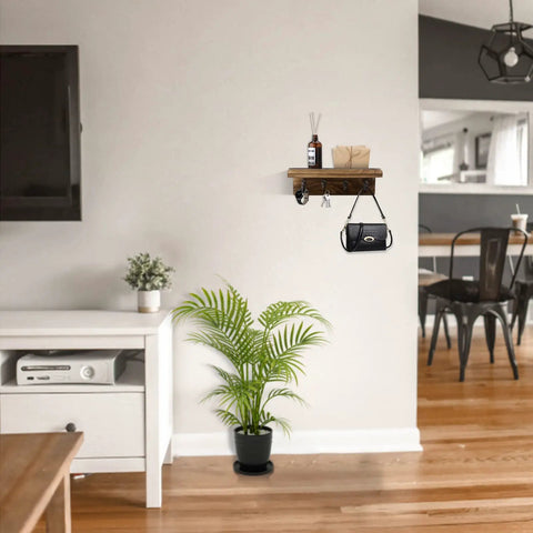 Prime Farmhouse Key Holder Wall Mount With Four Reliable Grip Hooks And Super Slick Floating Mail Shelf For Lowkey Entryway Organization And Smooth Home Vibes