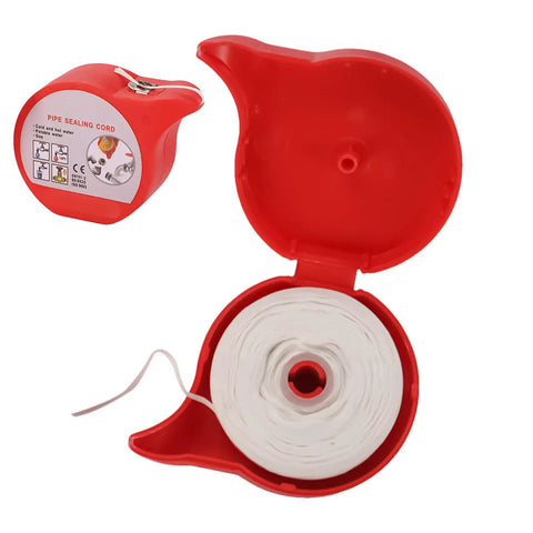 High-Temperature Hose Repair Tape Leak-Proof Rope Water Pipe Sealing Cord in red case showing white sealing tape roll