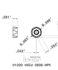 Technical drawing of Two Pack New H1200 HXCU 0606 HPR IC830 AlTiN And TiN Coated Carbide Inserts.