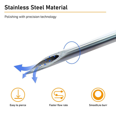 100 Pack 25 Gauge 1/2 Inch Lab Needles With Luer Lock, Disposable, Individually Wrapped, Stainless Steel And Plastic Construction, Compatible With Standard Syringes For Precise Lab Work; stainless steel tip close-up