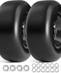 Flat Free 13x5.00-6 Tire And Wheel Set For Zero Turn Mowers, solid polyurethane, black, includes bearings and spacers, 2-pack